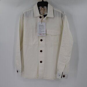 NWT Uskees workshirt Mens small button front work shirt cream organic cotton